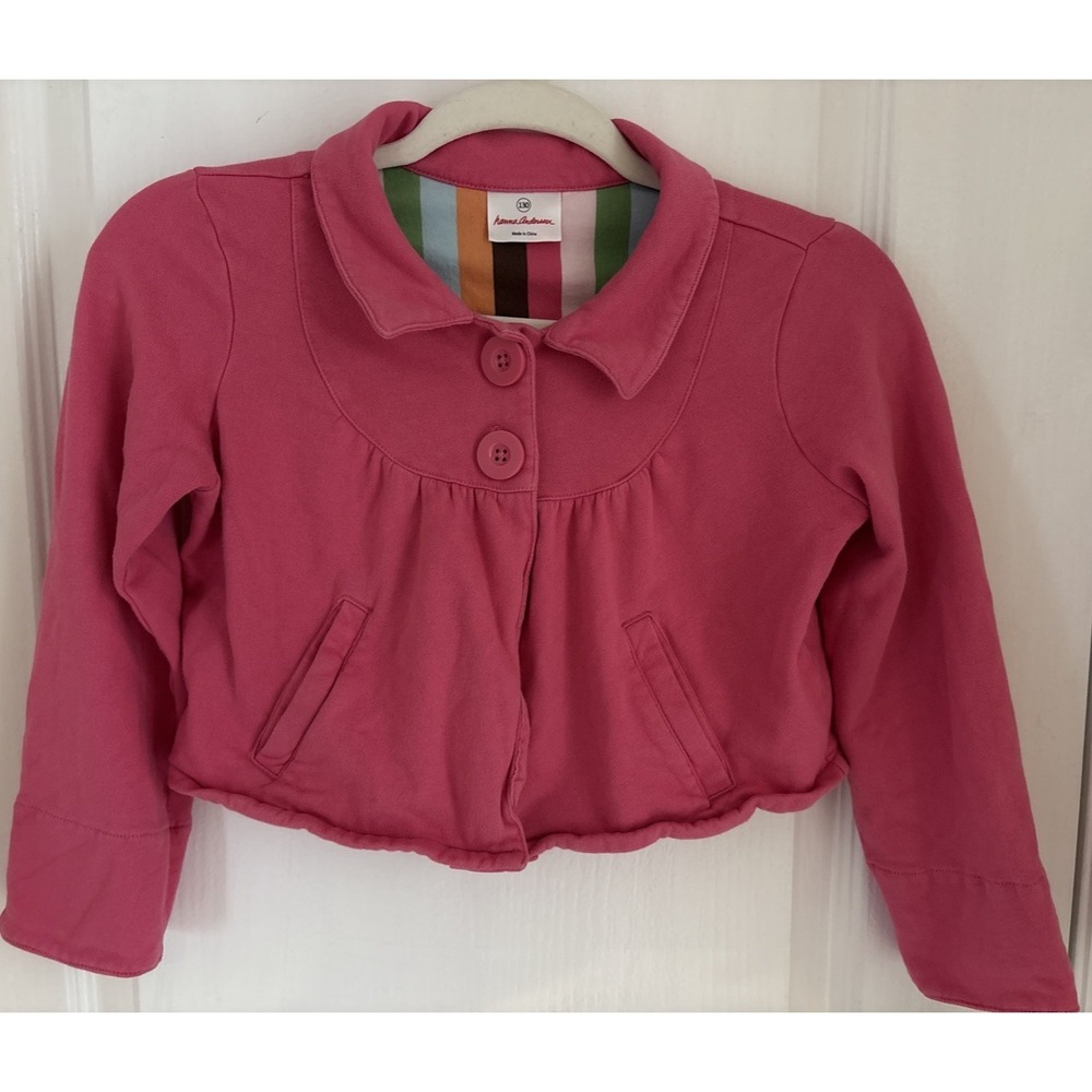 Hanna Andersson Girls Pink Cardigan Jacket 100% Cotton Top Sz 130 81